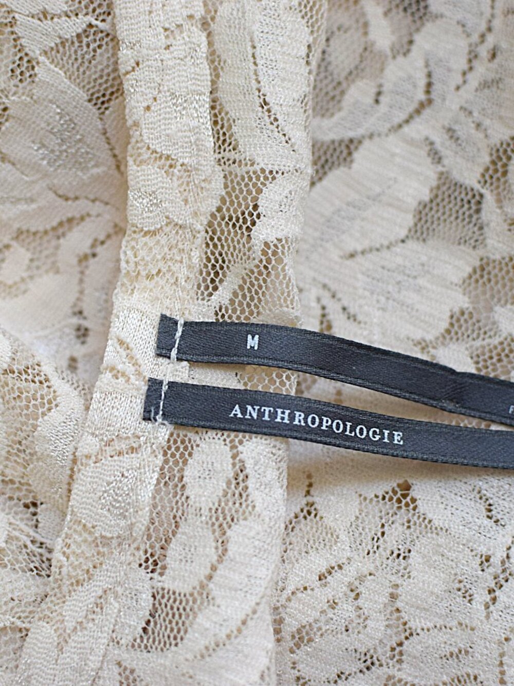 Anthropologie Lace Cardigan Top Sheer Button Front Ivory Sz M Romantic Coquette - Picture 9 of 10